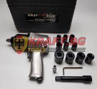 Пневматичен гайковерт 1/2" 1200nm с ударни вложки KrafT