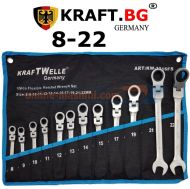 Звездогаечни тресчотни ключове от 8мм до 22мм KRAFT - Чупещи