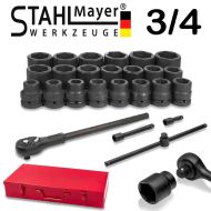 Ударни Вложки 3/4 с Тресчотка - Гедоре + Камъни 21 части - Stahl Mayer