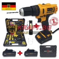 Ударен Винтоверт KrafT RoyaL 36V + 111 части + 2 батерии + Зарядно + LED Фенер