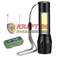 Компактен Акумулаторен LED Фенер с USB кабел в Кутия