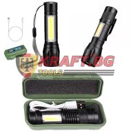 Компактен Акумулаторен LED Фенер с USB кабел в Кутия