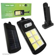 Улична соларна лампа със 120 COB LED диода,3 режима, дистанционно, сензор за движение и фотоклетка