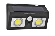 Соларна двойна лампа с 50 COB LED с ЛУПА 30 W за стенен монтаж с PIR датчик за движение