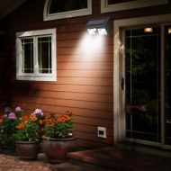 4 броя Соларна двойна лампа с 50 COB LED с ЛУПА 30 W за стенен монтаж с PIR датчик за движение