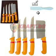 Комплект професионални месарски ножове и сатър , 5 броя STAHLMAYER Exclusive  + подарък